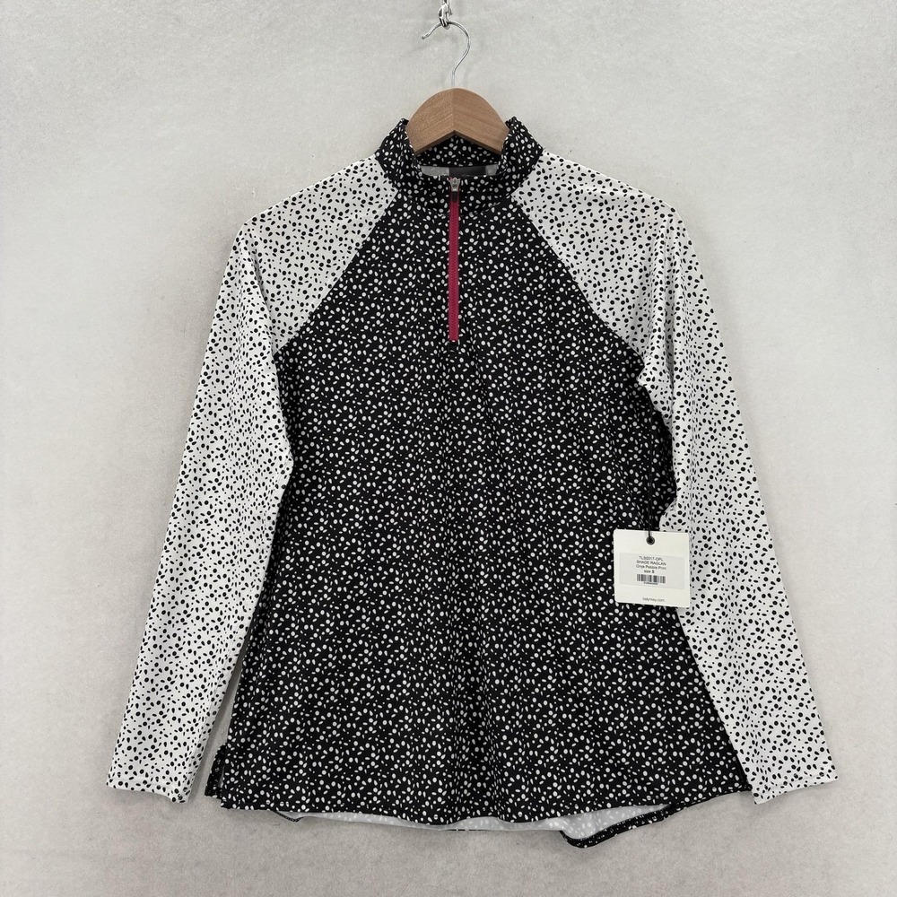 BelynKey Shade Raglan Pullover Womens Small Black Pebble Print 1/4 Zip Golf NWT